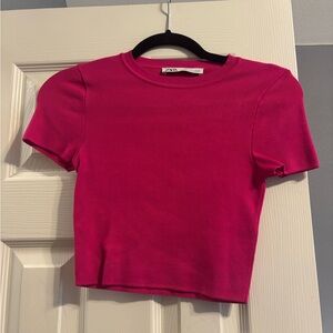 Zara Fuchsia Ribbed Top